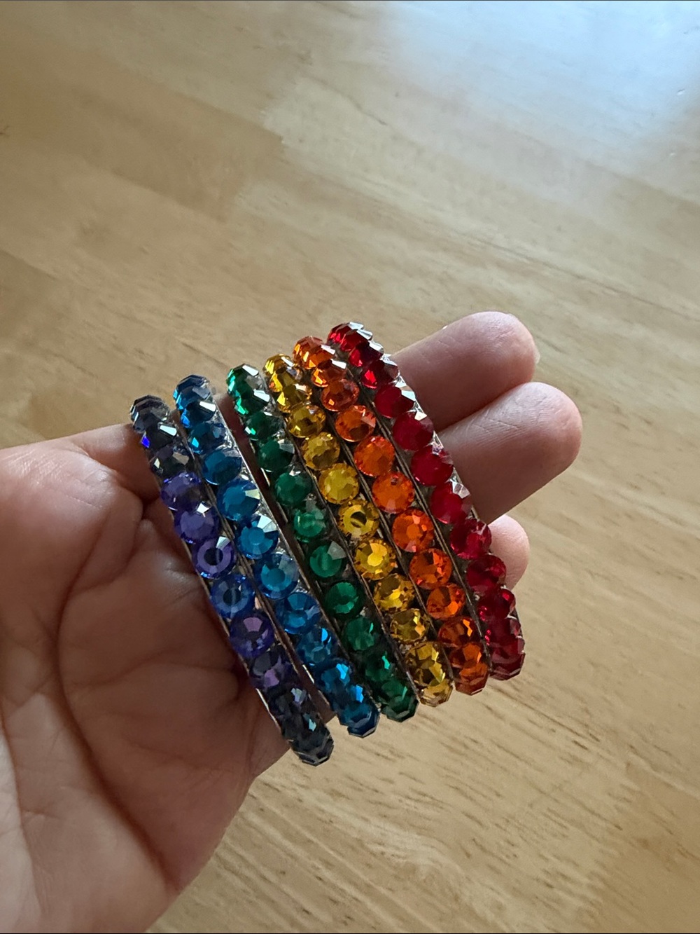 Colorful Rainbow Crystal Bracelet Set - Vibrant Multi-Color Bangles